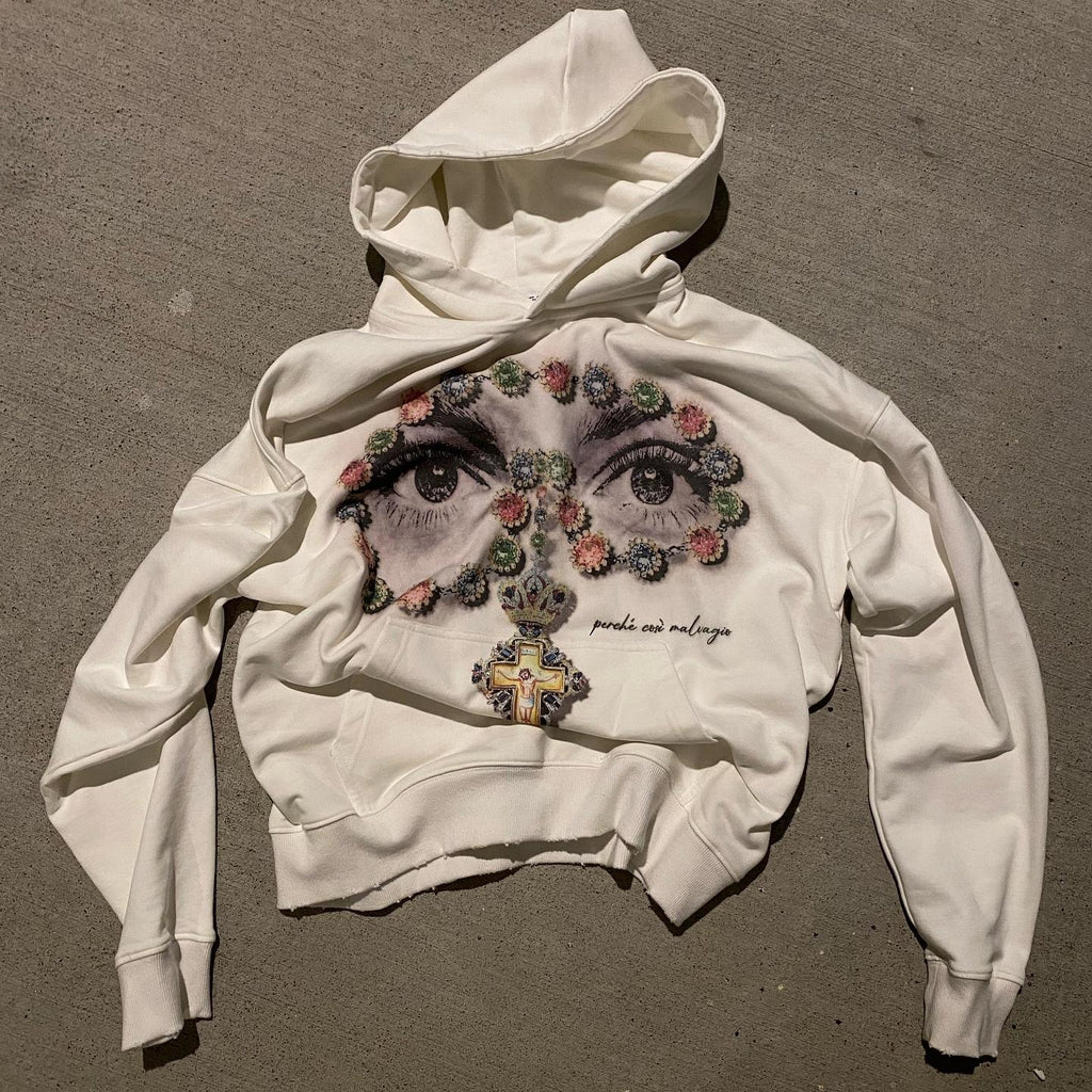 "Diamond Cross Pattern Hoodie"
