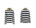 " Polo detachable leopard print fur collar long Sleeve"